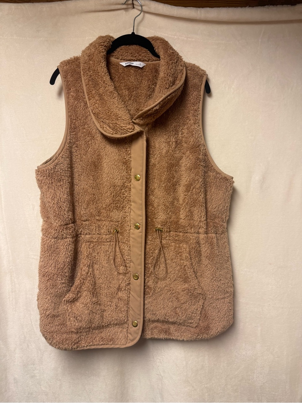 Sonoma Tan Teddy Sherpa Vest with Drawstring Waist